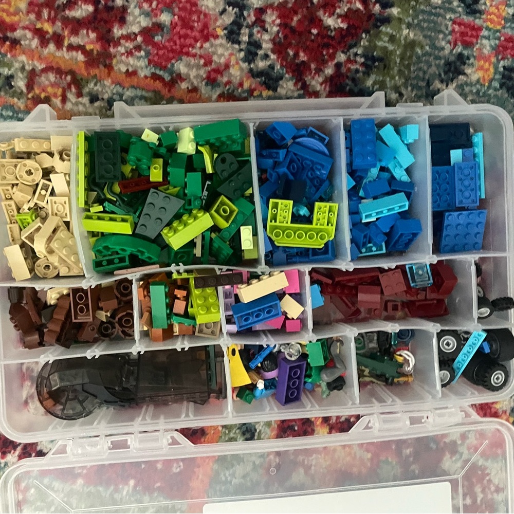 LEGO Assorted Brick Collection in Blue, Green, and Brown